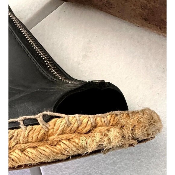 Celine Phoebe Philo Women's Espadrille 6.5 Black Leather Jute Zip Wedge Heel - Picture 7 of 13